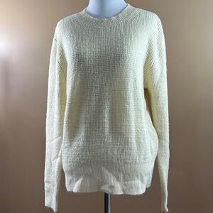 Sophie Rue Nordstrom Medium Crew neck Waffle Knit Pullover Sweater in Ecru Cream